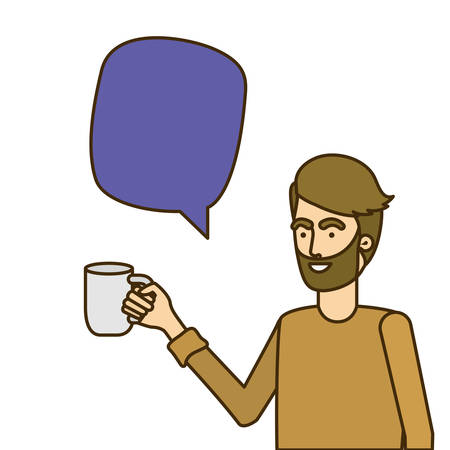 man with speech bubble avatar character vector illustration designのイラスト素材