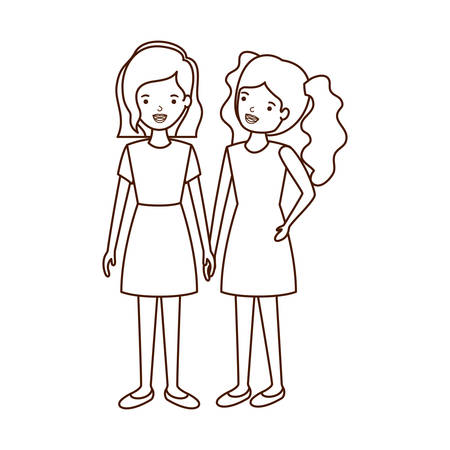 young women avatar character vector illustration designのイラスト素材