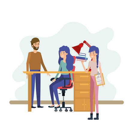 group of people in the work office vector illustration designのイラスト素材