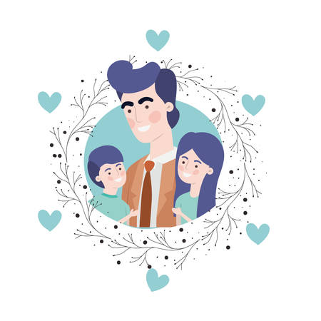 father with children avatar character vector illustration designのイラスト素材
