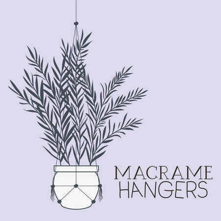 houseplant in macrame hangers vector illustration designのイラスト素材