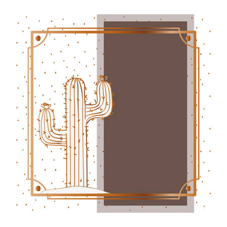 pattern cactus with frame golden isolated icon vector illustration designのイラスト素材