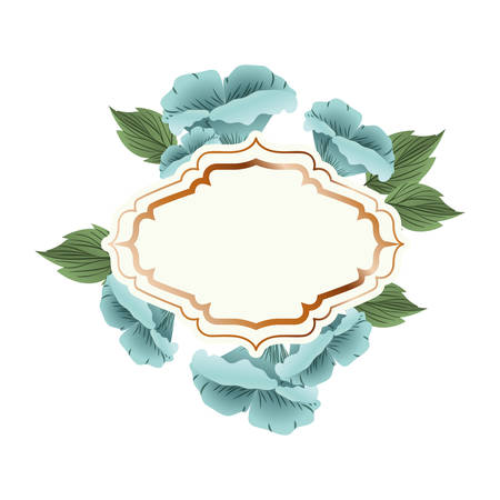 frame with flower and leafs isolated icon vector illustration designのイラスト素材
