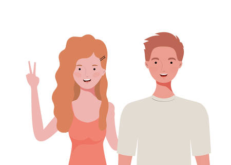 couple of people smiling on white background vector illustration designのイラスト素材