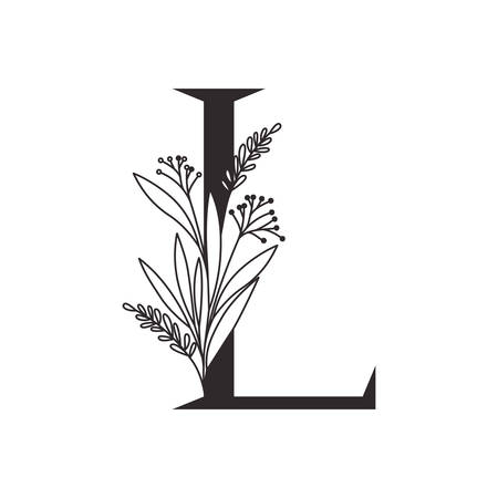 letter of the alphabet with leaves vector illustration designのイラスト素材