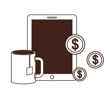 smartphone with money around in white background vector illustration designのイラスト素材