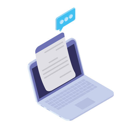 laptop with email notifications on white background vector illustration designのイラスト素材