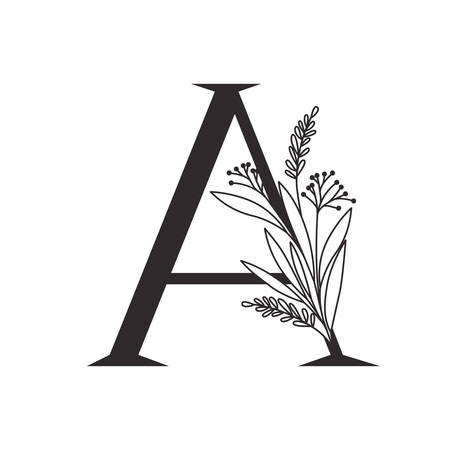 letter of the alphabet with leaves vector illustration designのイラスト素材