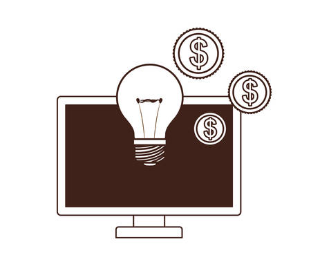 set of icons with computer screen in white background vector illustration designのイラスト素材
