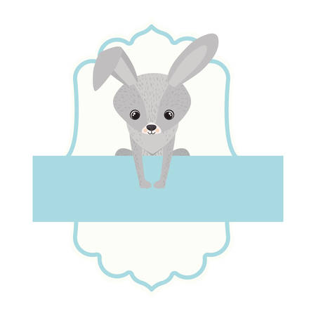 cute and adorable bunny with frame vector illustration designのイラスト素材