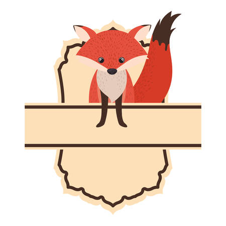 cute and adorable fox with frame vector illustration designのイラスト素材