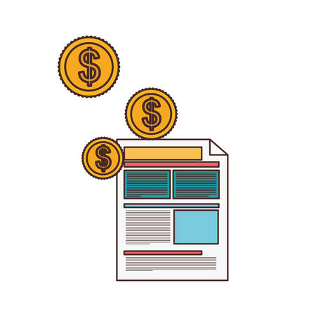 file sheet with coin of dollar in white background vector illustration designのイラスト素材
