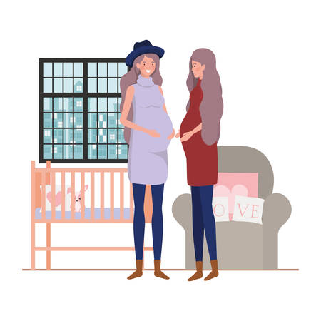 Pregnant women design, Mother family love pregnancy maternity expecting and motherhood theme Vector illustrationのイラスト素材