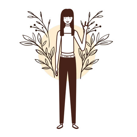 silhouette of woman standing with landscape background vector illustration designのイラスト素材