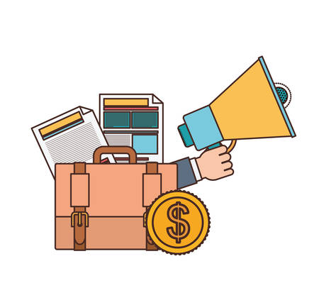 set of icons with suitcase of businessman in white background vector illustration designのイラスト素材