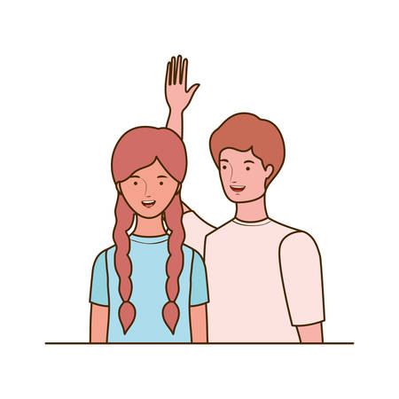 couple of people smiling on white background vector illustration designのイラスト素材