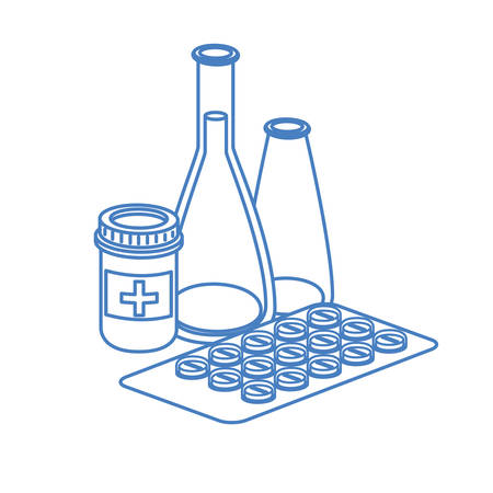 laboratory instruments with medicines in white background vector illustration designのイラスト素材