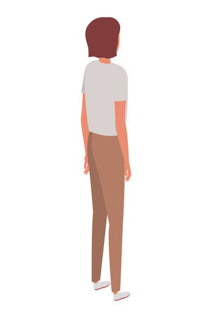 young man of back position on white background vector illustration designのイラスト素材