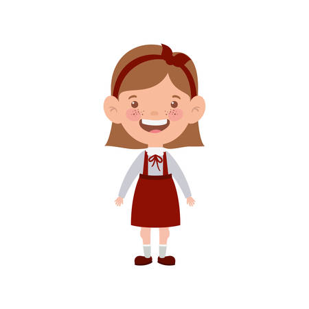 student girl standing smiling on white background vector illustration designのイラスト素材