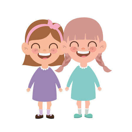 girls standing smiling on white background vector illustration designのイラスト素材