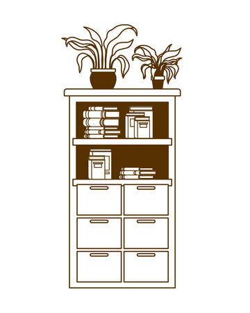 silhouette of bookshelf with school books vector illustration designのイラスト素材