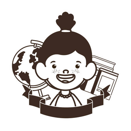 silhouette of student girl with school supplies vector illustration designのイラスト素材