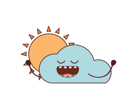radiant sun with cloud isolated icon vector illustration designのイラスト素材