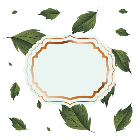 frame with branch and leaf isolated icon vector illustration designのイラスト素材