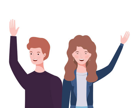 couple of people smiling on white background vector illustration designのイラスト素材