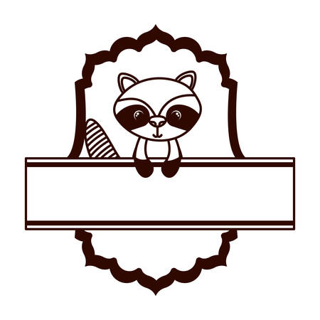 cute and adorable raccoon with frame vector illustration designのイラスト素材