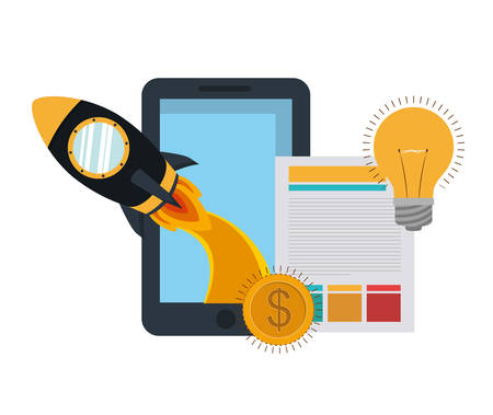 set of icons with space rocket vector illustration designのイラスト素材