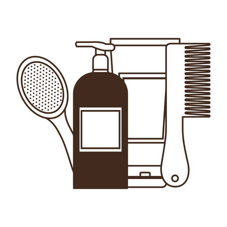 set of hairbrush combs and hairbrushes on white background vector illustration designのイラスト素材