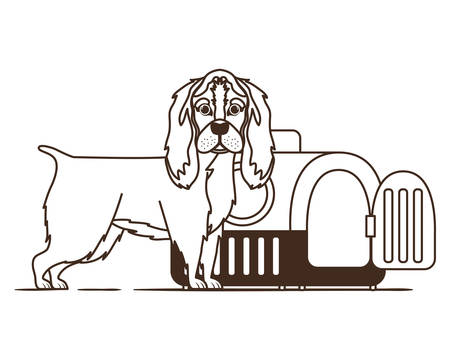 silhouette of dog and pet transport box on white background vector illustration designのイラスト素材