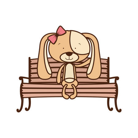 cute dog sitting on park chair vector illustration designのイラスト素材