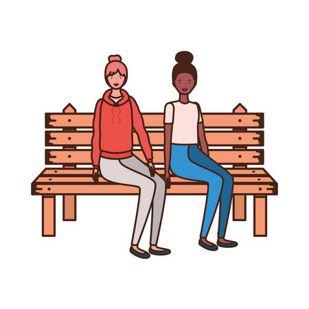women sitting in park chair on white background vector illustration designのイラスト素材