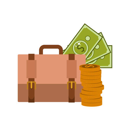 suitcase of businessman with money on white background vector illustration designのイラスト素材