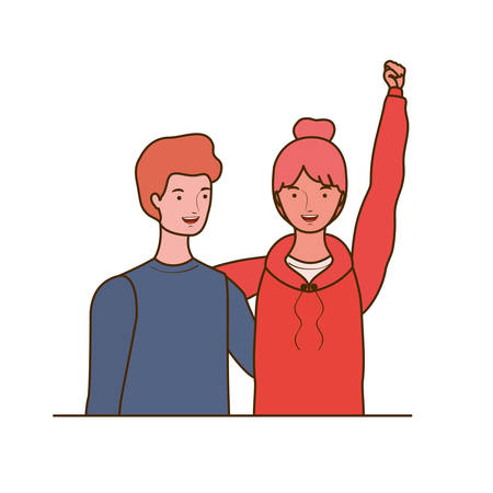 couple of people smiling on white background vector illustration designのイラスト素材