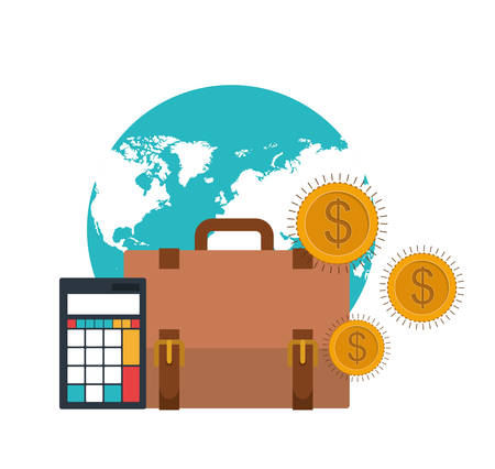 set of icons with suitcase of businessman in white background vector illustration designのイラスト素材