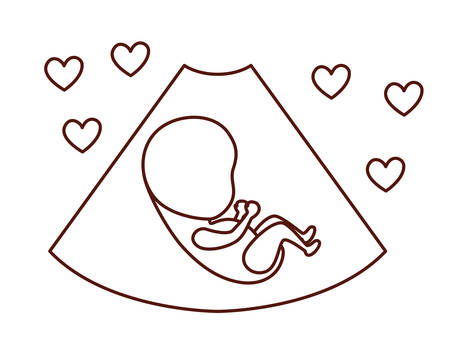 baby fetus pregnancy with hearts love vector illustration designのイラスト素材