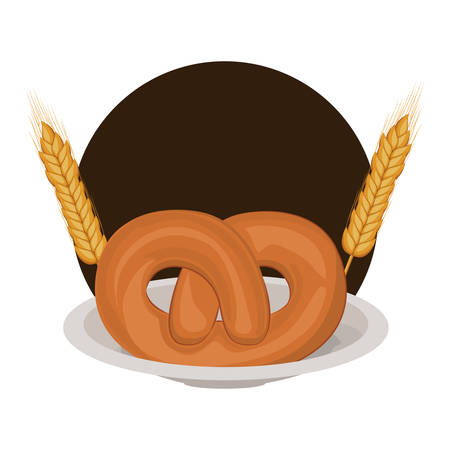 fresh and delicious bread pretzel vector illustration designのイラスト素材