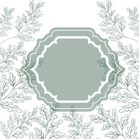 frame with plants and herbs isolated icon vector illustration desingのイラスト素材