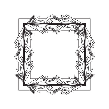 frame with branches and leaves vector illustration designのイラスト素材