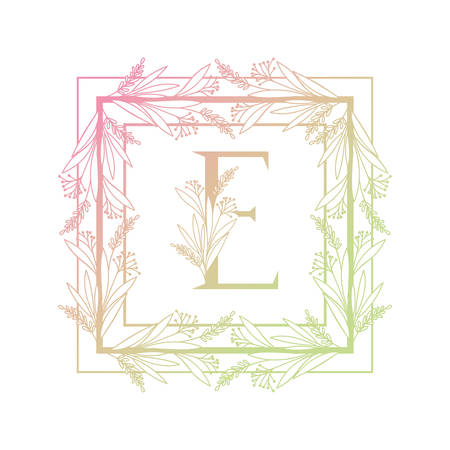 letter of the alphabet with vintage style frame vector illustration designのイラスト素材