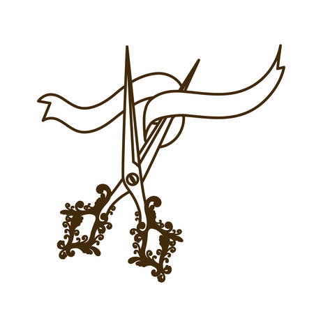 scissors with ribbon on white background vector illustration designのイラスト素材