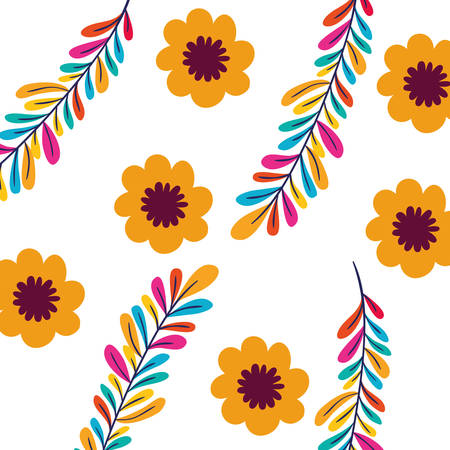 pattern flowers with leafs isolated icon vector illustration designのイラスト素材