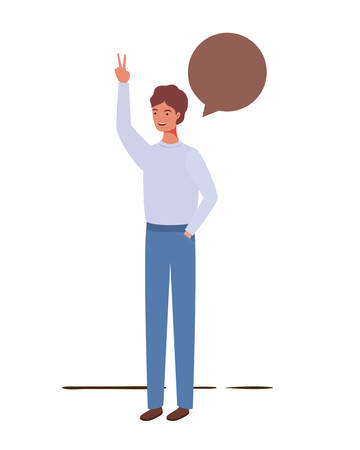 man with speech bubble avatar character vector illustration designのイラスト素材