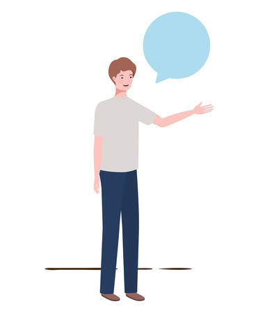 man with speech bubble avatar character vector illustration designのイラスト素材
