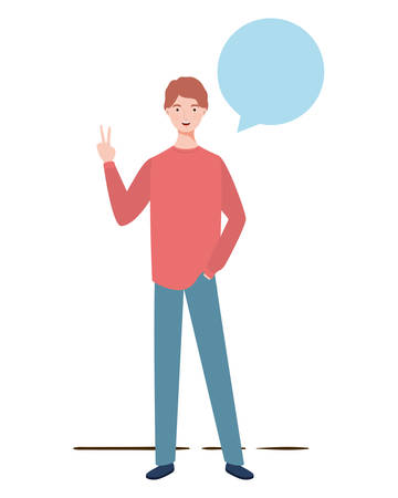 man with speech bubble avatar character vector illustration designのイラスト素材