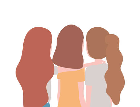 young women of back position on white background vector illustration designのイラスト素材