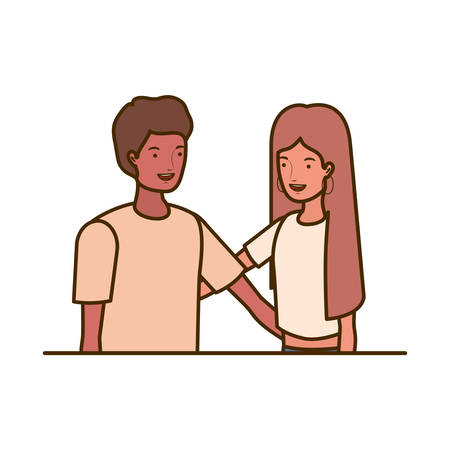 couple of people smiling and hugging each other vector illustration designのイラスト素材